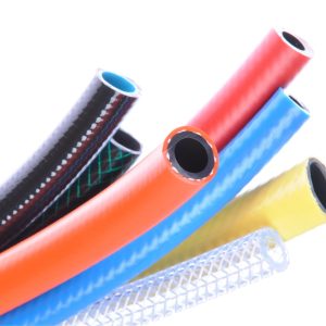 Assortment of flexible industrial rubber and PVC hoses for pneumatic and fluid transfer by Nova Beltech
